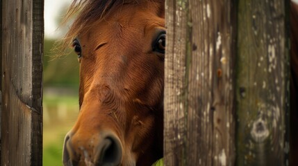 Horse peeking through fence at Lambs Farm