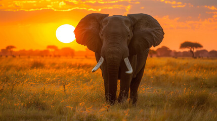 Obraz premium elephant in the sunset