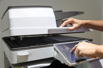 Hand use copier or photocopier or photocopy machine office equipment workplace for scanner or...