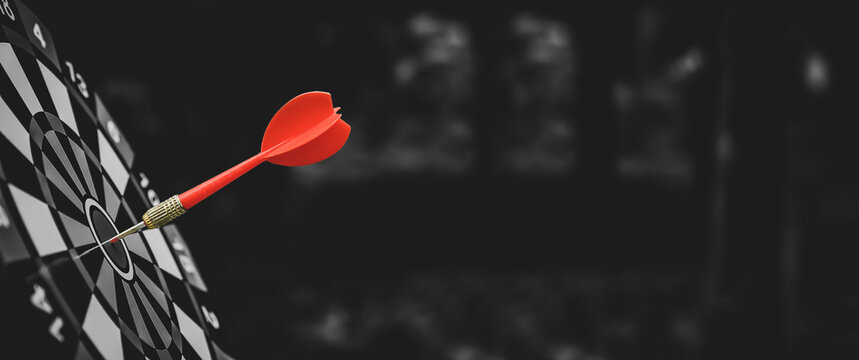 Target bullseye or Bulls eye or dartboard has red dart arrow throw hitting the center of a shooting for financial business targeting planning growth and aim to winner goal of business win concept.