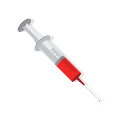 Medical syringe, injection icon fill with blood vector illustration