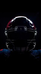 Fototapeta premium Against a backdrop of darkness, an American football helmet, football clipart
