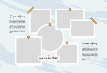 Fashion Pictures or photos frame collage. comics page grid layout abstract photo frames and digital photo wall template