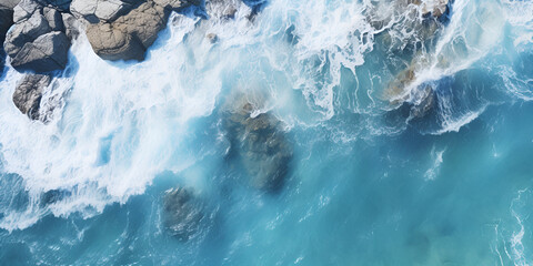 A beautiful picture of a rocky beach with a cliff from above tidepool oceanography with water background