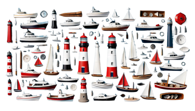 boats lighthouse art illustration painting drawing watercolor sea nature ocean landscape water coast light artwork sky harbor paint summer blue bay green building style picture architecture