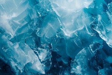 Obraz premium a close up of ice on the water with a blue background