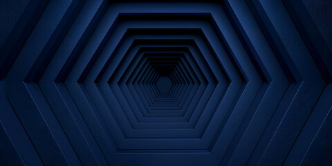 Luxury hexagonal abstract black metal background Geometric futuristic honeycomb pattern in dark blue