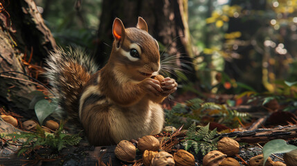 squirrel in the park see the nut food beautiful pet animal tree 