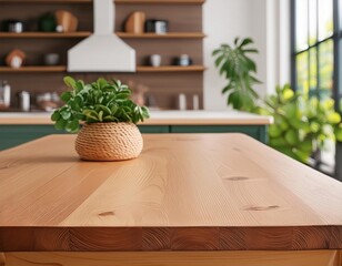 A Smooth, Perfectly Clean Wooden Base, Zoomed in on a Room, Product Mockup