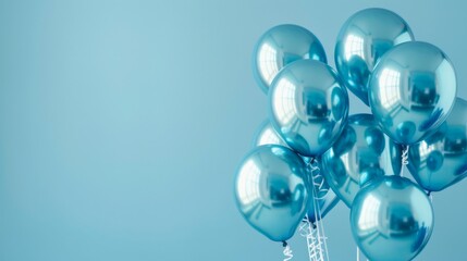 A bunch of blue balloons on a blue background.