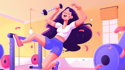 Energetic Aerobics: Woman in Dynamic Workout Scene