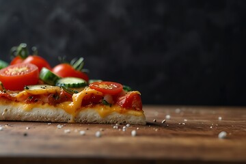 pizza with tomatoes and mozzarella Delicious Pizza Slice with Fresh Tomatoes and Spicy Vegetables