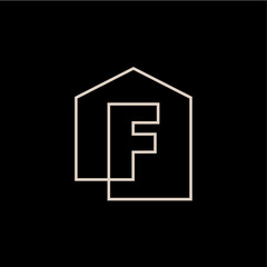 f Letter House Monogram Home mortgage architect architecture logo vector icon illustration