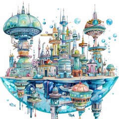 Obraz premium A kawaii creative futuristic charismatic watercolor painting captures the eery essence of ultramodern fashion