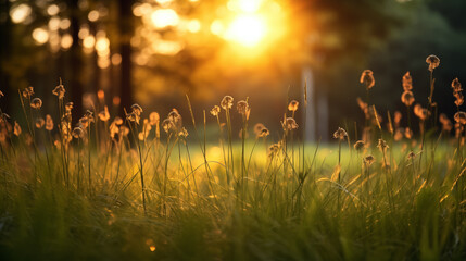 Sunset over grass