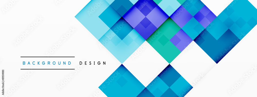 Aufkleber An artistic design featuring azure and violet geometric shapes like rectangles, squares, and triangles on a white backdrop. The use of aqua adds a refreshing touch to this abstract piece of art