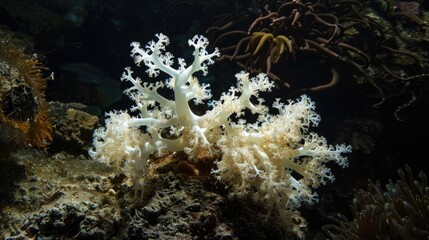 Obraz premium Soft white coral Carijoa thriving on man made reef