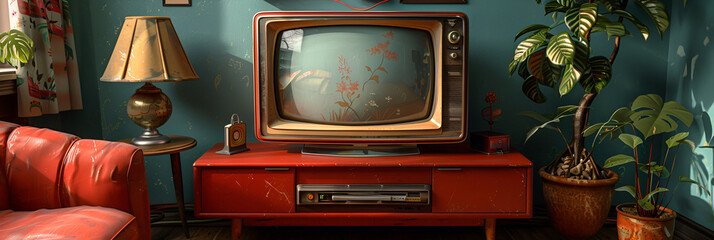 old television set,
Old school television in retro style