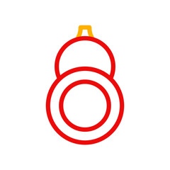 Calabash icon duocolor red yellow chinese illustration