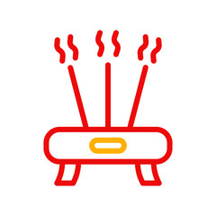 Incense icon duocolor red yellow chinese illustration