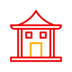 Arch icon duocolor red yellow chinese illustration