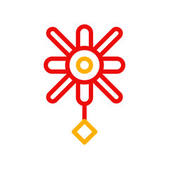 Decoration icon duocolor red yellow chinese illustration