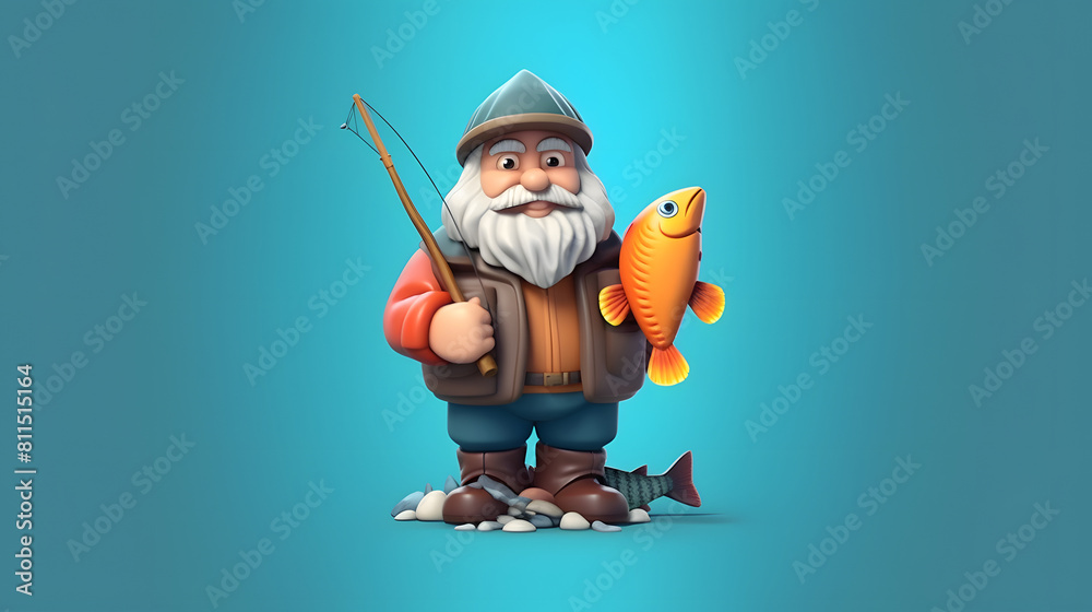 Poster fisherman icon fishing 3d