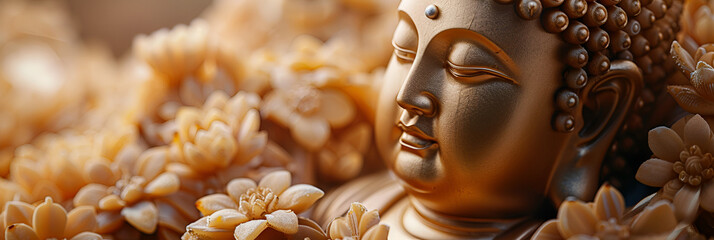 golden buddha head,
 Vesakha Puja Holiday Celebrating Buddha's Birth