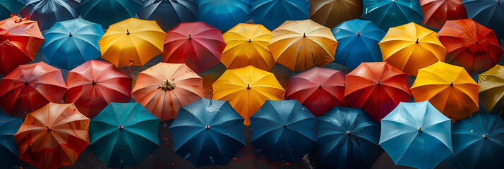 colorful leaves background,
 A sea of colorful umbrellas over a wide area