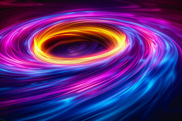 neon light swirls dancing in colorful or pastel with vivid streaks, isolated on a black background.