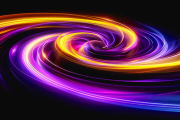 Obraz premium neon light swirls dancing in colorful or pastel with vivid streaks, isolated on a black background.