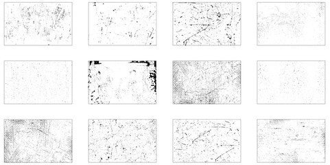 Grunge overlay textures with dust grain isolated on white background. Grunge textures set. Grunge backgrounds.