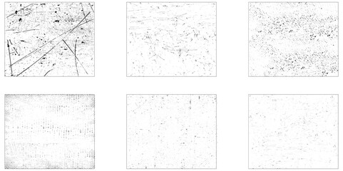 Grunge overlay textures with dust grain isolated on white background. 