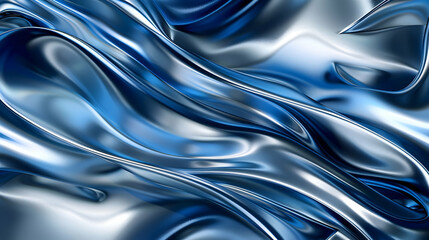 Abstract blue and silver background with flowing waves