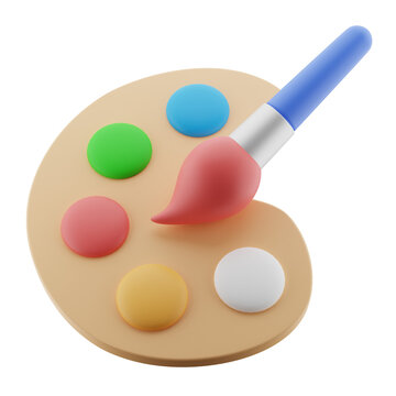 Paint tool illustration isolated. creative art, paint brush 3d render icon.