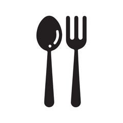 minimalist fork and spoon logo on a white background