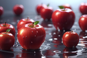 red apple with water drops isolated on white 