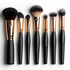 make up brushes isolated with transparent background image,
A Set of Makeup Brushes On White or PNG transparent background