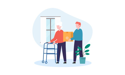 World humanitarian day illustration, community care people