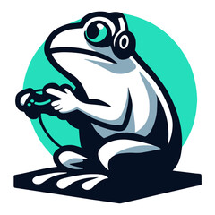 Play Station Headphone Frog Esport Logo, Where Frogs and Technology Come Together for Gaming Excitement