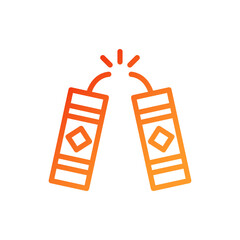 Firecrackers icon gradient red orange chinese illustration