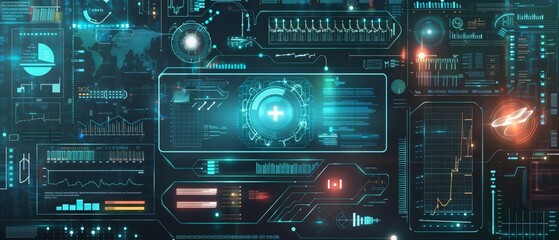 Technology background of a digital health interface in classic styles color, illustration template