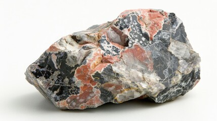 Natural polished epidosite mineral specimen on white background