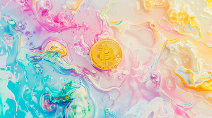 bitcoin in pastel color future money background  .