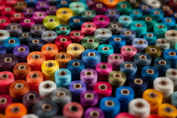 Fototapeta premium Close up Sewing threads multicolored background, Threads in a tailor textile fabric.