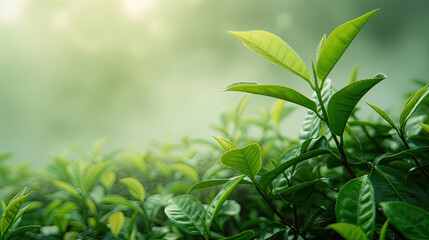 Young tea bud and leaves, tea plantation
