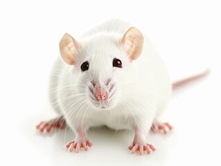 A white rat is standing on a table. Generative AI.