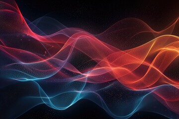 Dark abstract background with a glowing abstract waves. Abstract background.