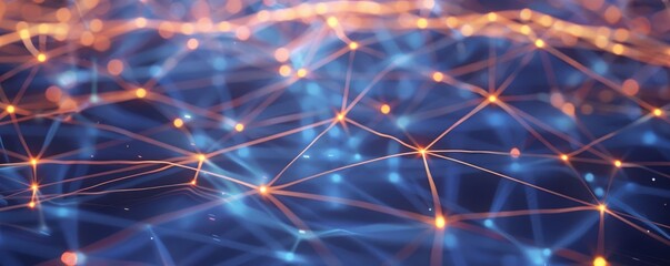 Obraz premium An abstract visual representation of a virtual network connecting remote workers through glowing lines and digital signals