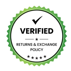 Verified Returns & Exchange policy badge, Returns policy logo design, verified logo, verified icon